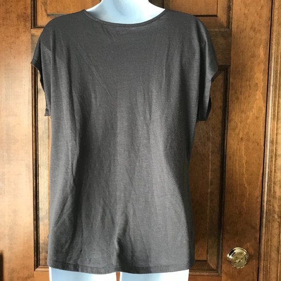 APT. 9 Dark Gray w/Rows of Sparkle Studs Tee w/Capped Sleeves Medium - Picture 9 of 12